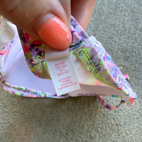 Victoria's Secret 34DD Neon Watercolor The Flirt Beandeau Bikini Top Push Up - Picture 4 of 4